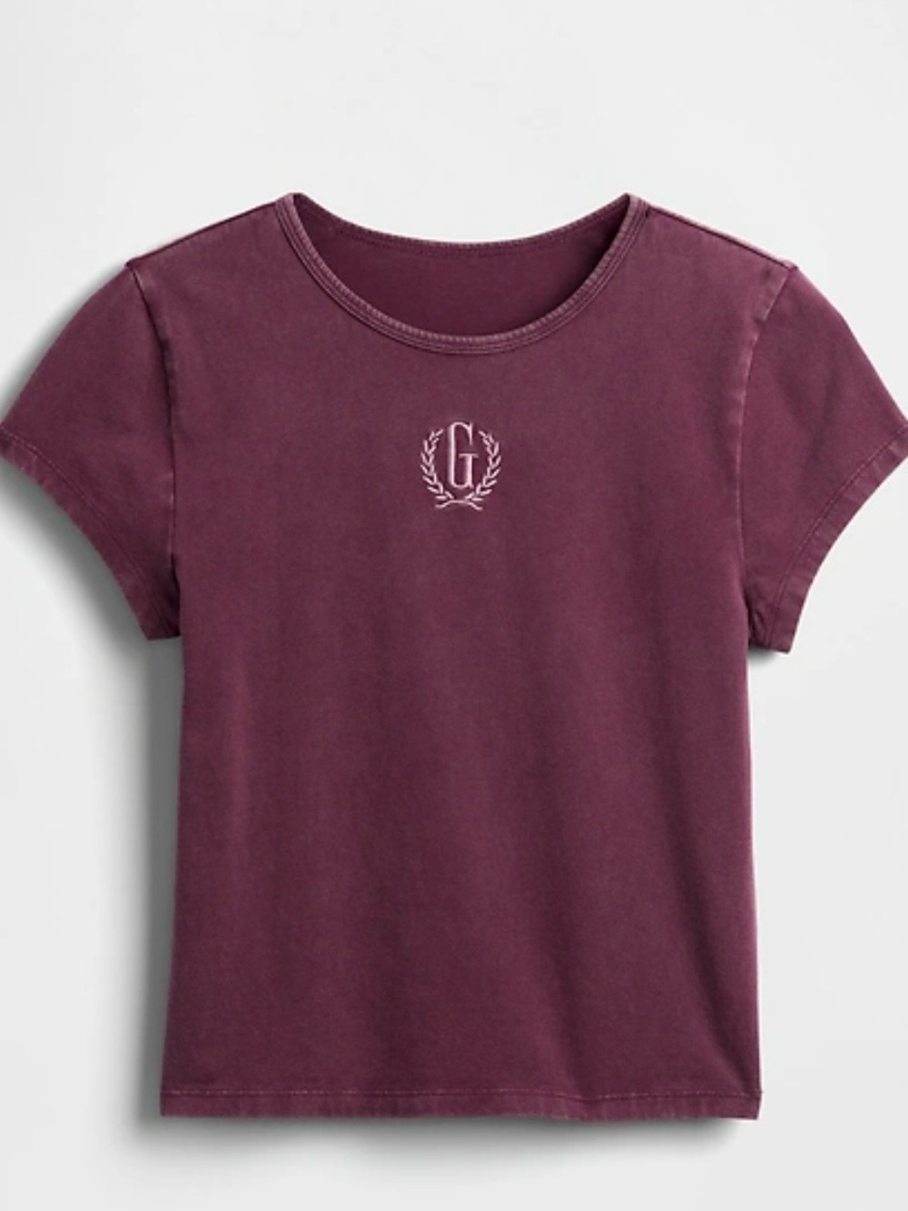 GAP Crop Top Logo T-Shirt in Burgundy Merlot